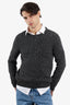 Gucci Grey Wool Animal Print Crew Neck Sweater Size L