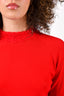 Simone Rocha Red Wool Scalloped Detailed Sweater Size XS