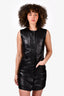 Gucci Black Leather Button-Up Mini Dress Size 36