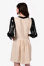 Gucci Cream/Black Wool/Patent Leather Button-Up Mini Dress Size 40