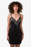 Area Black Leather Crystal Chain Embellishment Mini Dress Size S