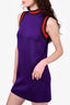 Gucci Purple Web Trim Mockneck Mini Dress Size S