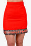 Gucci 2020 Red Wool Patterned Hem Mini Skirt Size 36