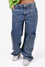 Ganni Blue Denim Cargo Wide Leg Pants Size 30