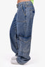 Ganni Blue Denim Cargo Wide Leg Pants Size 30
