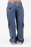 Ganni Blue Denim Cargo Wide Leg Pants Size 30