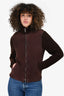 Loro Piana Brown Suede/Cashmere Zip Jacket Size 42