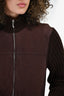 Loro Piana Brown Suede/Cashmere Zip Jacket Size 42