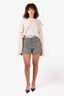 Sandro Black/White Houndstooth Wool Shorts Size 36