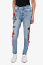 GRLFRND Blue Denim Rose Embroidered Jeans Size 24