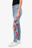 GRLFRND Blue Denim Rose Embroidered Jeans Size 24