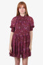 Ulla Johnson Pink/Purple Silk Floral Print S/S Mock Neck Dress Size 6