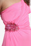Versace Pink One Shoulder Midi Mid Length Dress Size 42