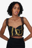 Versace Black/Gold Print Silk Bralette Top Size 38