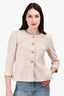 Pre-loved Chanel™ Pink/Cream Tweed Embellished  Button Down Blazer Size 40