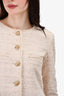 Pre-loved Chanel™ Pink/Cream Tweed Embellished  Button Down Blazer Size 40