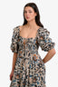Ulla Johnson Blue/Brown Printed Cotton Square Neck 'Alessa' Dress Size 4