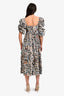 Ulla Johnson Blue/Brown Printed Cotton Square Neck 'Alessa' Dress Size 4