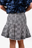 Chanel 2015 White/Navy Woven Flared Skirt Size 36