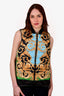 Versace Multicolor Baroque Motif Quilted Puffer Vest Size 5 Mens