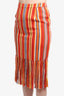 Pink Tartan Orange/Multicolor Striped Fringe Skirt Size 2
