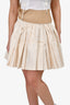 Dries van Noten Cream Cotton/Linen Pleated Mini Skirt Size 36