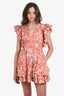 Ulla Johnson Orange/White Floral Print Short-sleeve Dress Size S