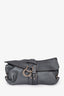 Salvatore Ferragamo Grey Metallic Ring Detail Clutch
