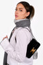 Celine Black Velvet/Leather 'Claude' Shoulder Bag