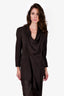 Issey Miyake Brown Wool Draped Front Blazers Size S