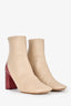 Celine Beige/Maroon Leather Heeled Booties Size 39.5