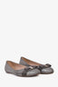 Salvatore Ferragamo Silver Bow Detail Flats Size 8.5