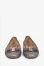 Salvatore Ferragamo Silver Bow Detail Flats Size 8.5