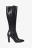 Saint Laurent Black Leather Heeled Knee High Boots Size 36