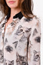 Stella McCartney White/Grey Cat Printed Silk Button-Up Blouse Size 38