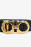 Salvatore Ferragamo Black/Navy Reversible Leather Gold Gancini Buckle Belt