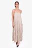 Toteme Beige Silk Crinkled Sleeveless Midi Dress 34