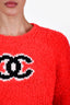 Chanel 2019 F/W Runway Red Wool/Cashmere Teddy Crewneck Sweater Size 38