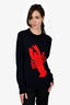 Sandro Blue/Red Wool Blend Lobster Sweater Est. Size M