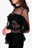 Self-Portrait Black Beaded Lace Overlay Blouse Size 4