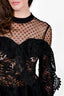 Self-Portrait Black Beaded Lace Overlay Blouse Size 4