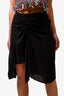 Isabel Marant Etoile Black Wrap Ruffled Midi Skirt Size 34