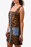 Nicole Miller Leopard Print Dress with Denim and Button Detail Size S