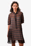 N21 Black/Red Checked Cotton/Silk Button Up Collared Dress with Lace Hem Size 42