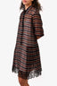 N21 Black/Red Checked Cotton/Silk Button Up Collared Dress with Lace Hem Size 42