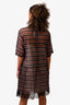 N21 Black/Red Checked Cotton/Silk Button Up Collared Dress with Lace Hem Size 42