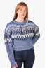 Paco Rabanne Blue Wool Blend Cropped Sweater with Metallic Detail Size L