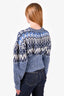 Paco Rabanne Blue Wool Blend Cropped Sweater with Metallic Detail Size L