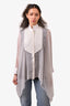 Brunello Cucinelli White Silk Sheer Cape Blouse with Studded Detail Size S