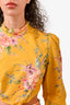 Zimmermann Yellow Floral Print High Neck Mini Dress Size 1